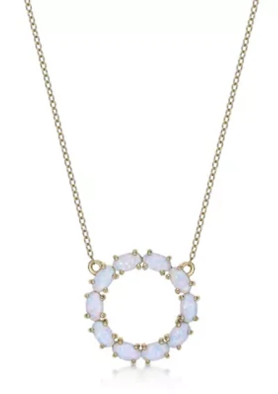 Lab Created 1.6 ct. t.w. Lab-created Opal Hoop Pendant Necklace in Gold Plated Sterling Silver