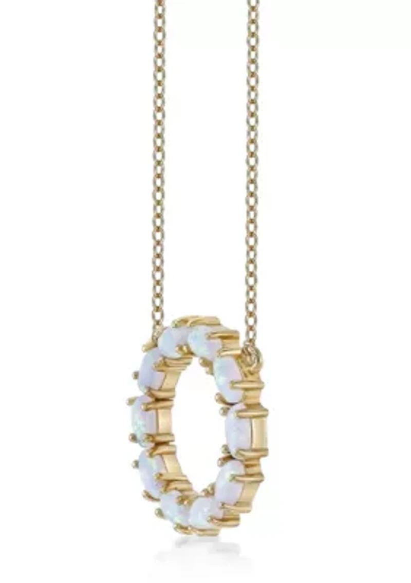 Lab Created 1.6 ct. t.w. Lab-created Opal Hoop Pendant Necklace in Gold Plated Sterling Silver