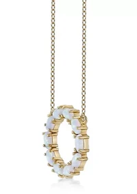 Lab Created 1.6 ct. t.w. Lab-created Opal Hoop Pendant Necklace in Gold Plated Sterling Silver