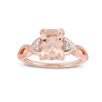 10K Rose Gold Cushion-Cut Gemstone & Diamond Accent Ring