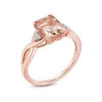 10K Rose Gold Cushion-Cut Gemstone & Diamond Accent Ring
