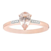 10K Rose Gold Pear-Shaped Gemstone Ring with Diamond Accent