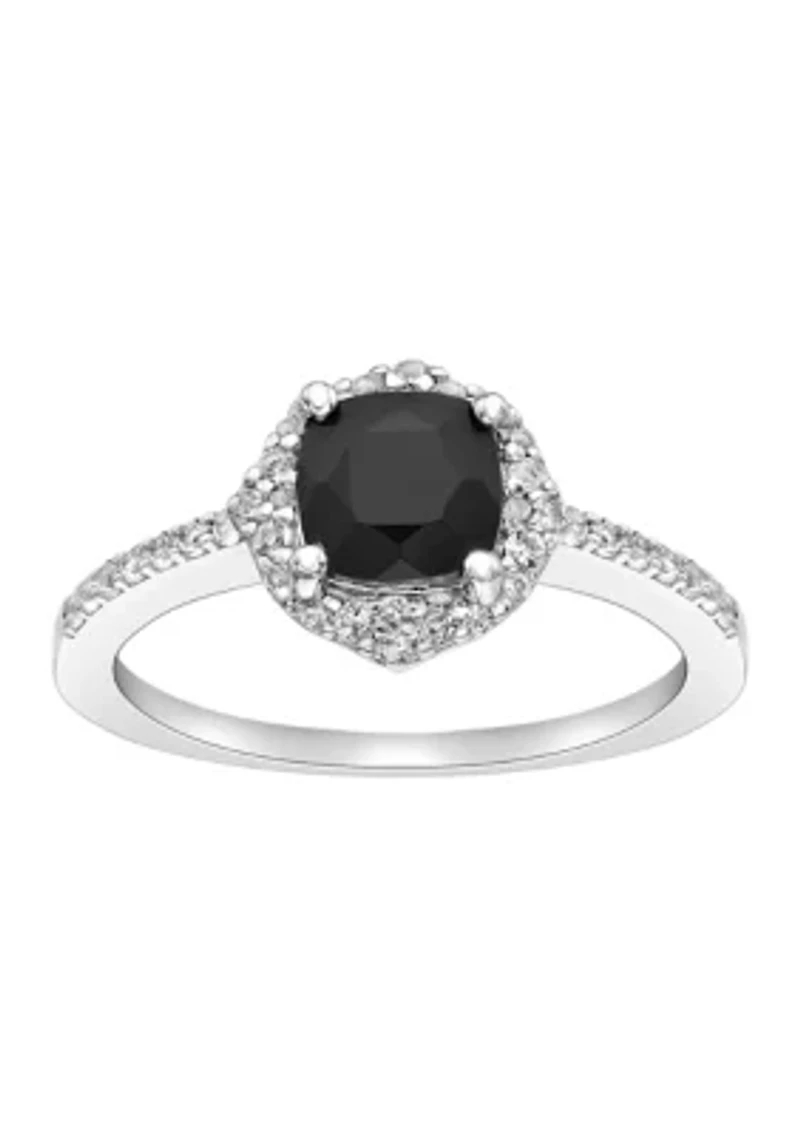 3/4 ct. t.w. Black Onyx and 1/3 White Topaz Ring Sterling Silver