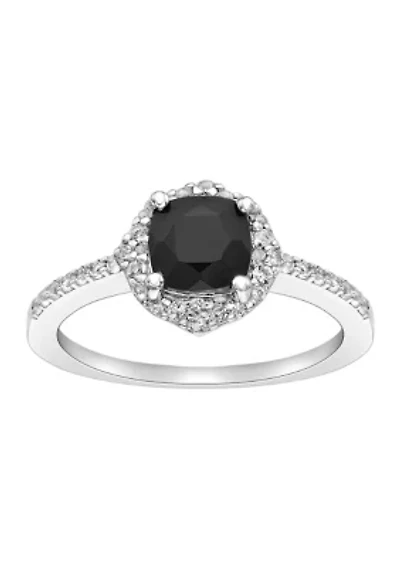 3/4 ct. t.w. Black Onyx and 1/3 White Topaz Ring Sterling Silver