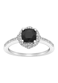 3/4 ct. t.w. Black Onyx and 1/3 White Topaz Ring Sterling Silver