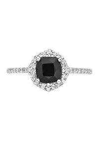 3/4 ct. t.w. Black Onyx and 1/3 White Topaz Ring Sterling Silver