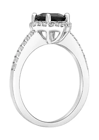 3/4 ct. t.w. Black Onyx and 1/3 White Topaz Ring Sterling Silver