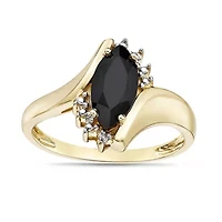 Women's 10K Yellow Gold Marquise Cut Gemstone & Diamond Accent Ring