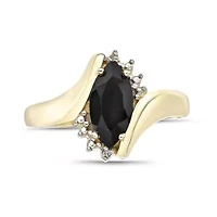 Women's 10K Yellow Gold Marquise Cut Gemstone & Diamond Accent Ring