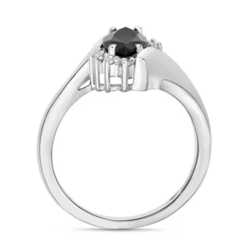 Women's 10K White Gold Marquise Cut Gemstone & Diamond Accent Ring