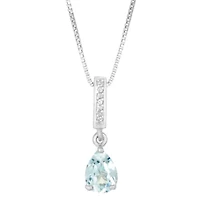 Lab Created Women's Sterling Silver Pear Shape Opal & White Sapphire Accent Pendant Necklace
