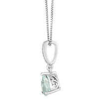 Lab Created Women's Sterling Silver Pear Shape Opal & White Sapphire Accent Pendant Necklace