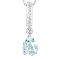 Lab Created Women's Sterling Silver Pear Shape Opal & White Sapphire Accent Pendant Necklace