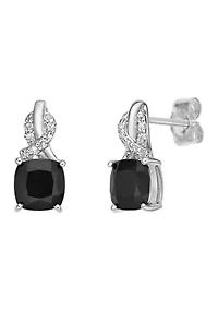 Twist Gemstone and Diamond Accent Earrings Sterling Silver