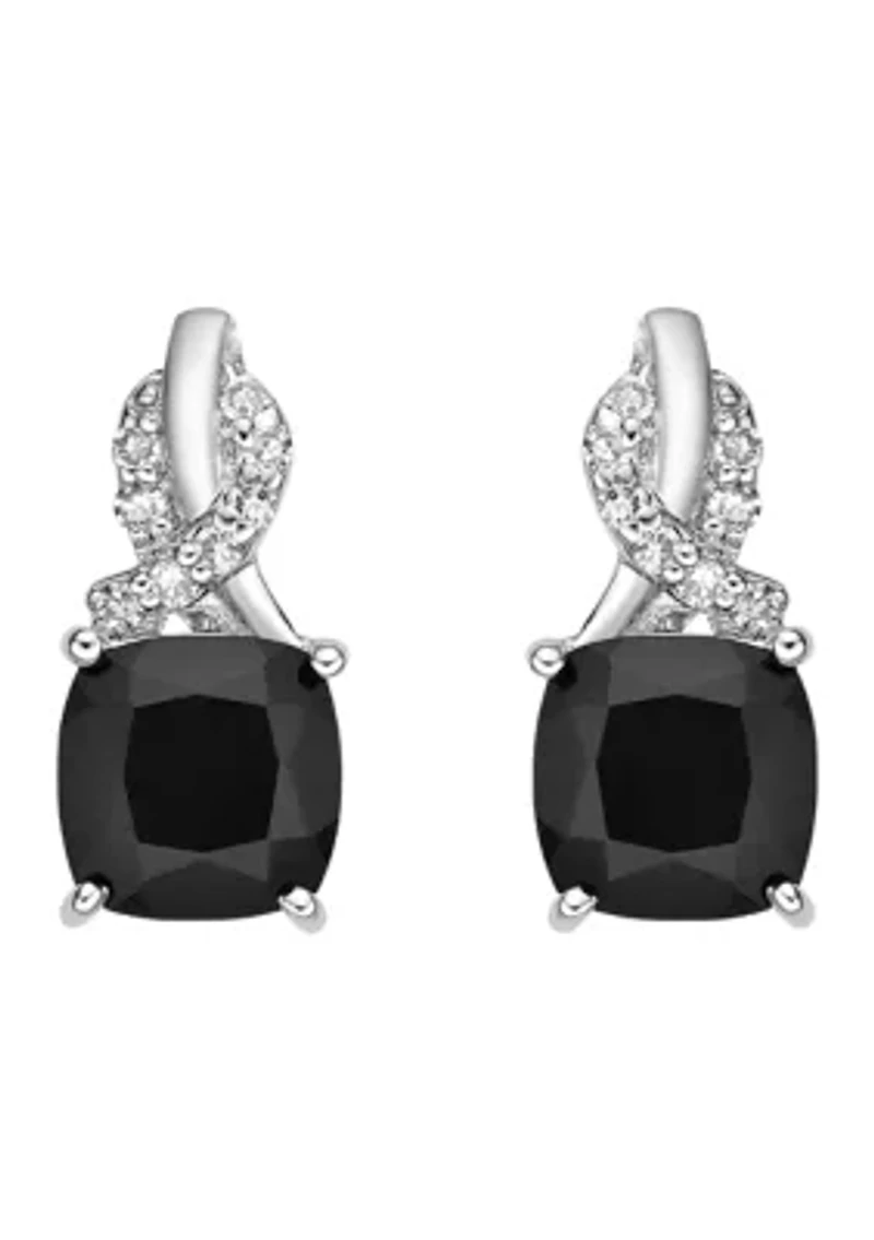 Twist Gemstone and Diamond Accent Earrings Sterling Silver