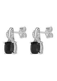 Twist Gemstone and Diamond Accent Earrings Sterling Silver