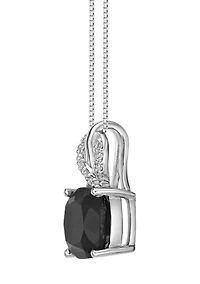 Gemstone and Diamond Accent Pendant Necklace Sterling Silver on 18" Box Chain