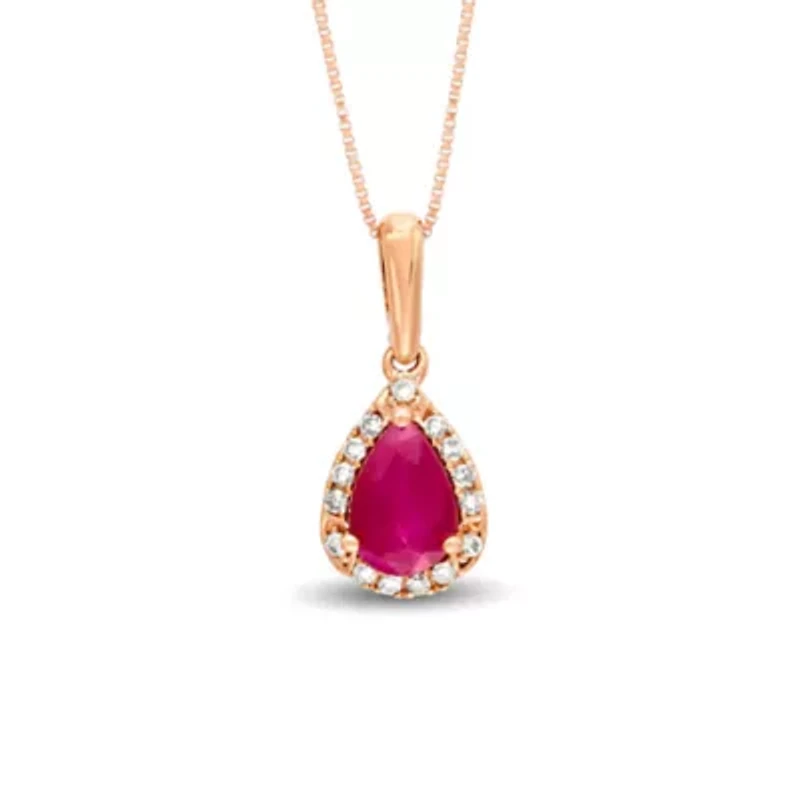 3/4 ct. t.w. Ruby and Diamond Accent Pendant Necklace in 10K Rose Gold