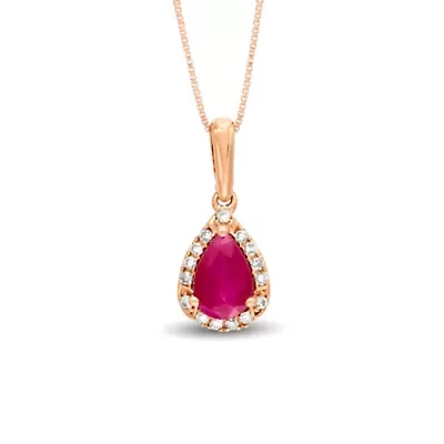 3/4 ct. t.w. Ruby and Diamond Accent Pendant Necklace in 10K Rose Gold