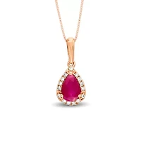 3/4 ct. t.w. Ruby and Diamond Accent Pendant Necklace in 10K Rose Gold