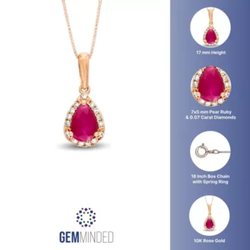 3/4 ct. t.w. Ruby and Diamond Accent Pendant Necklace in 10K Rose Gold