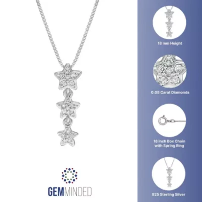 1/10 ct. tw. Diamond Star Drop Pendant in Sterling Silver