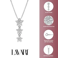 1/10 ct. tw. Diamond Star Drop Pendant in Sterling Silver