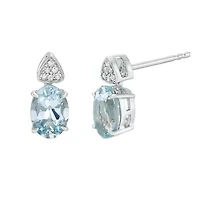 Women's 10K White Gold Aquamarine Earrings