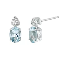 Women's 10K White Gold Aquamarine Earrings