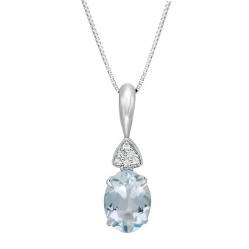 Women's 10K White Gold Aquamarine Pendant