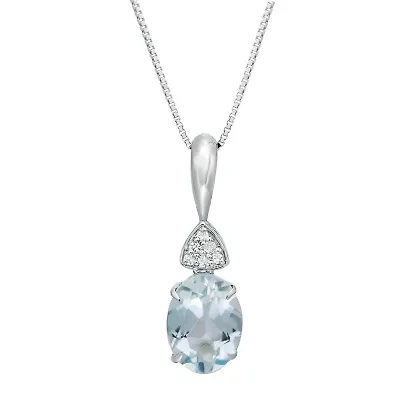 Women's 10K White Gold Aquamarine Pendant