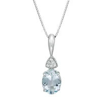 Women's 10K White Gold Aquamarine Pendant