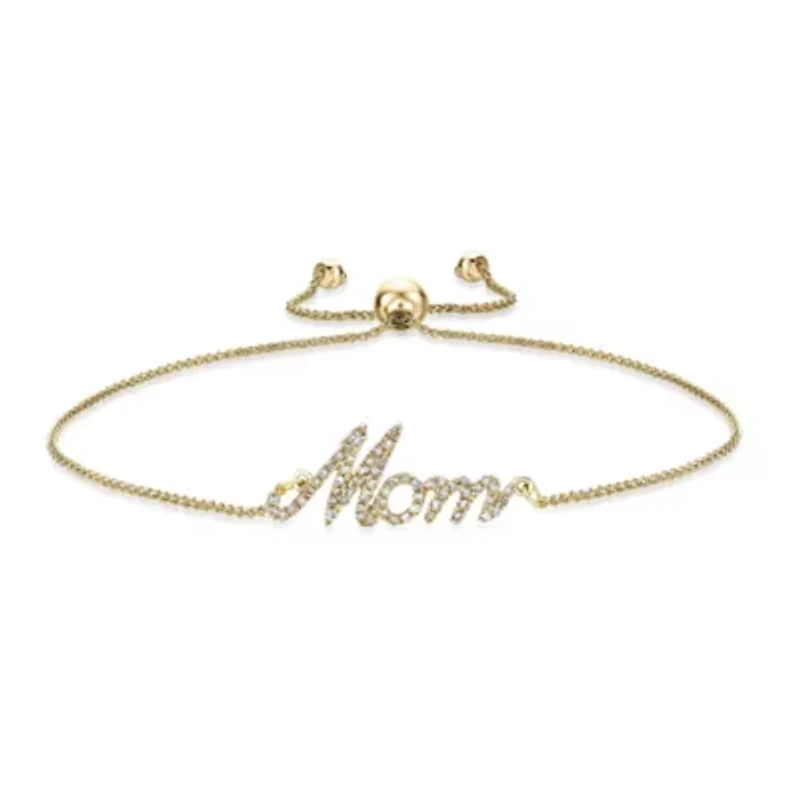 1/5 ct. tw. Diamond "Mom" Adjustable Bracelet in 14K White Gold