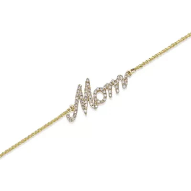 1/5 ct. tw. Diamond "Mom" Adjustable Bracelet in 14K White Gold