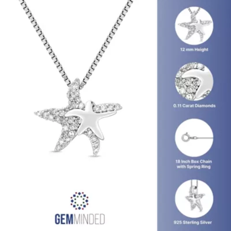 1/10 ct. t.w. Diamond Mother and Child Starfish Pendant in Stering Silver