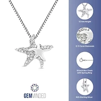 1/10 ct. t.w. Diamond Mother and Child Starfish Pendant in Stering Silver