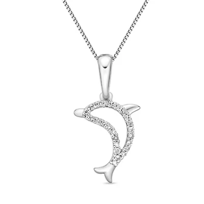 1/10 ct. t.w. Diamond Dolphin Pendant in Sterling Silver