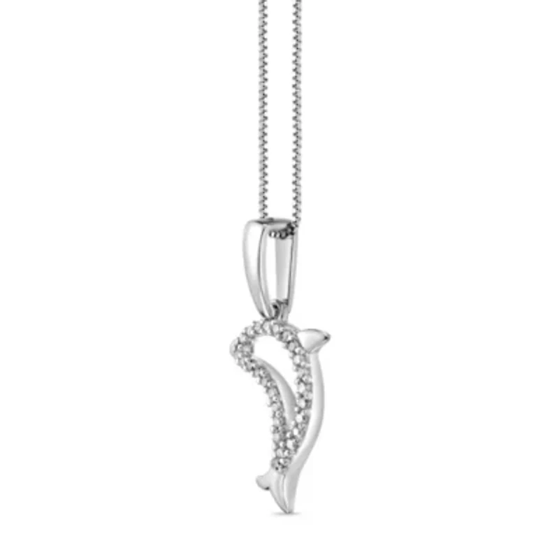 1/10 ct. t.w. Diamond Dolphin Pendant in Sterling Silver