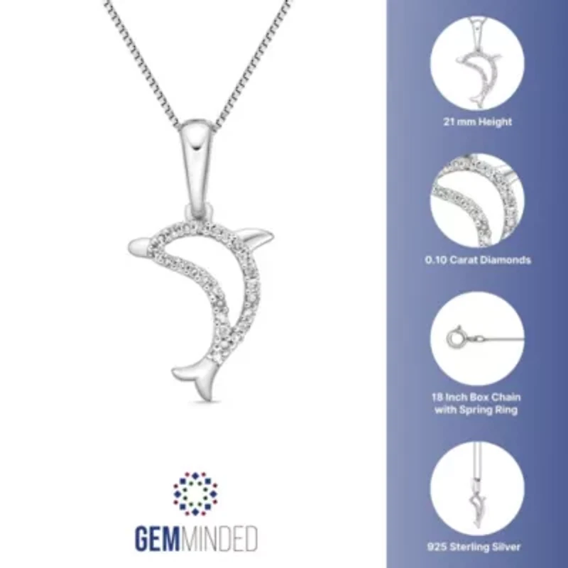 1/10 ct. t.w. Diamond Dolphin Pendant in Sterling Silver