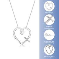 Diamond Accent Heart Cross Pendant in Sterling Silver
