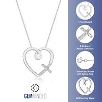 Diamond Accent Heart Cross Pendant in Sterling Silver