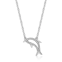1/10 ct. tw. Diamond Dolphin Necklace in Sterling Silver
