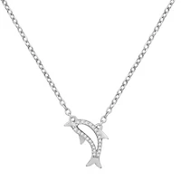1/10 ct. tw. Diamond Dolphin Necklace in Sterling Silver