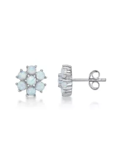 Lab Created 1 ct. t.w. Lab-created Opal and 3/8 ct. t.w. Lab-Created White Sapphire Earrings in Sterling Silver