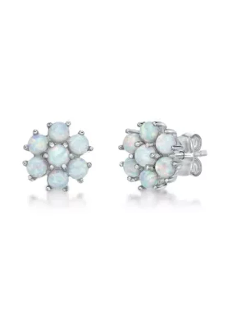 Lab Created 1 ct. t.w. Lab-created Opal and 3/8 ct. t.w. Lab-Created White Sapphire Earrings in Sterling Silver