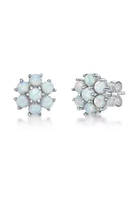 Lab Created 1 ct. t.w. Lab-created Opal and 3/8 ct. t.w. Lab-Created White Sapphire Earrings in Sterling Silver