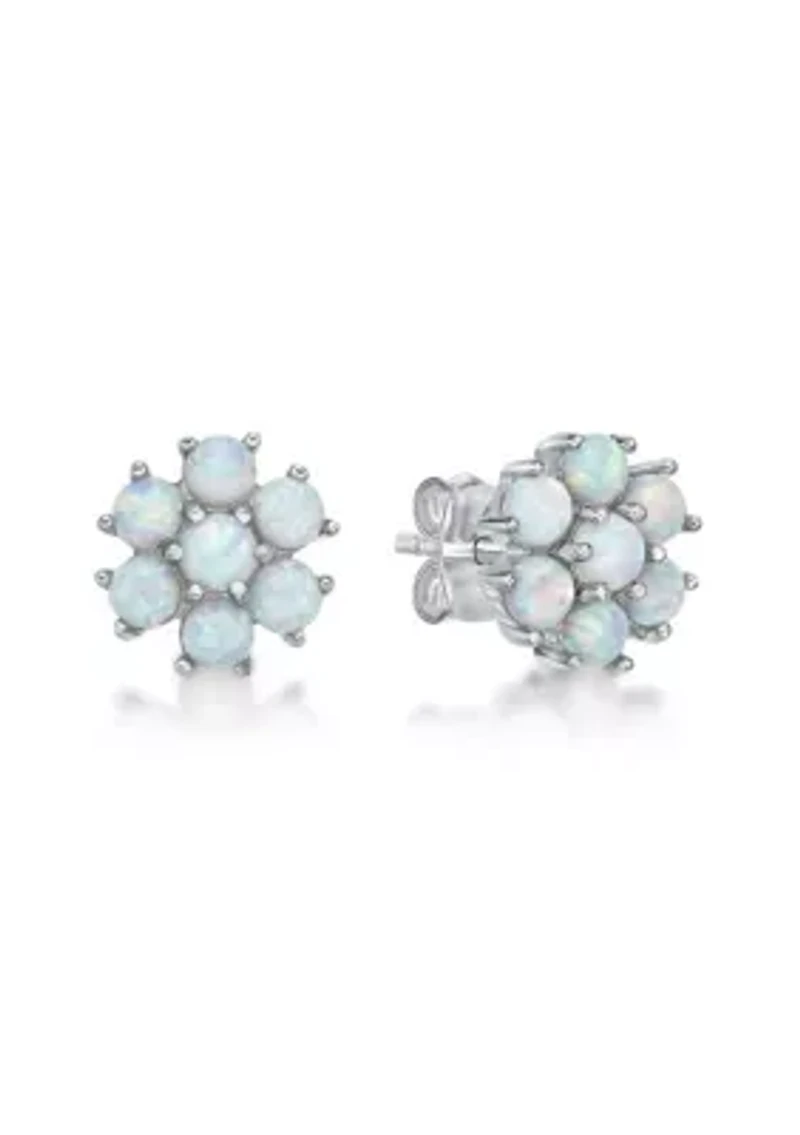 Lab Created 1 ct. t.w. Lab-created Opal and 3/8 ct. t.w. Lab-Created White Sapphire Earrings in Sterling Silver