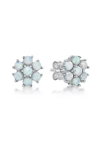 Lab Created 1 ct. t.w. Lab-created Opal and 3/8 ct. t.w. Lab-Created White Sapphire Earrings in Sterling Silver