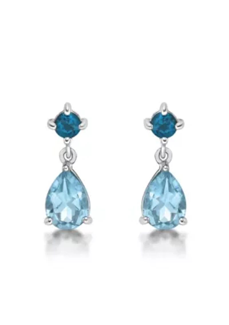 2 ct. t.w. Blue Topaz and London Blue Topaz Earrings in Sterling Silver