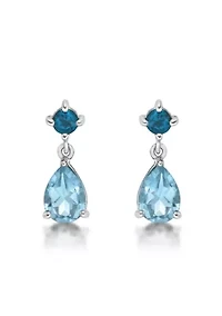 2 ct. t.w. Blue Topaz and London Blue Topaz Earrings in Sterling Silver
